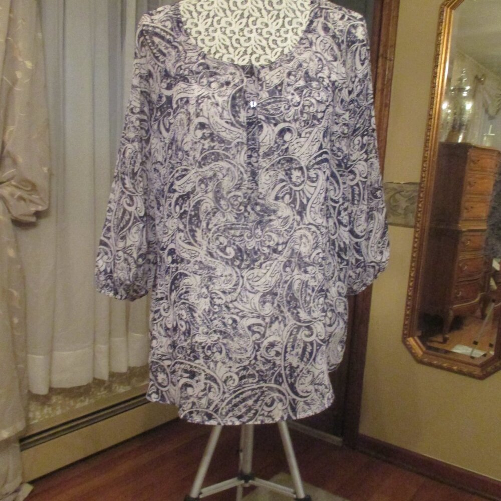 Liz Claiborn 2 pc Blouse & Cami-Navy Multi-L